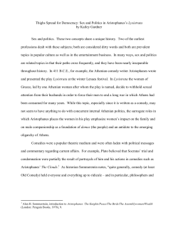 Thighs Spread for Democracy: Sex and Politics in Aristophanes`s