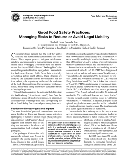 Good food safety practices: managing risks to reduce or avoid