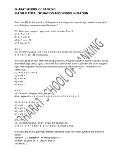 bharat school of banking mathematical operation and symbol notation