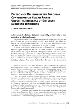 Freedom of Religion in the European Convention on Human Rights