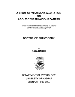 A study of Vipassana Meditation on Adolescent Behaviour Pattern