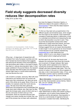 Field study suggests decreased diversity reduces liter