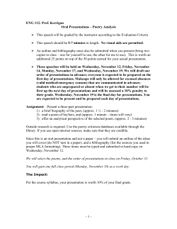 - 1 - ENG 112: Prof. Kerrigan Oral Presentations – Poetry Analysis