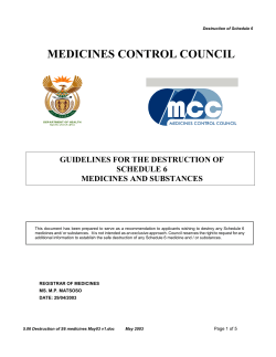 Guidelines For The Destruction Of Schedule 6 Medicines And