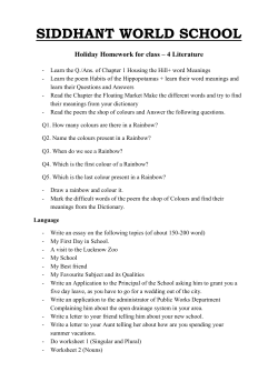 SIDDHANT WORLD SCHOOL Holiday Homework for class – 4