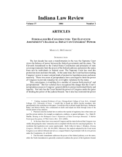 The Eleventh Amendment`s Illogical Impact on Congress` Power