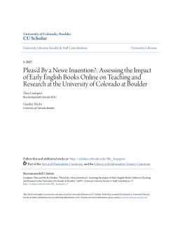 Pleas`d By a Newe Inuention?: Assessing the Impact of