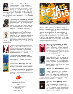 2016 Top ten best fiction for young adults