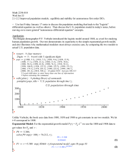 1800 1850 1900 1950 2000 100 200 300 U.S. population through time