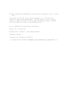 Mathematical Recreations and Essays