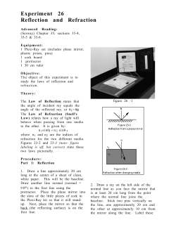 Experiment 26 Reflection and Refraction