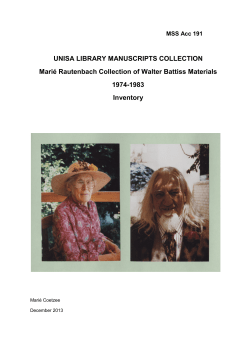 UNISA LIBRARY MANUSCRIPTS COLLECTION Mari&eacute; Rautenbach
