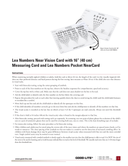 Lea Numbers Near Vision Card with 16” (40 cm) Measuring Cord