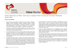 Niche Diplomacy at Work: Germany`s Catalytic Role in European