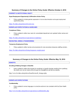 Summary of Changes to the Online Policy Guide: Effective October 4