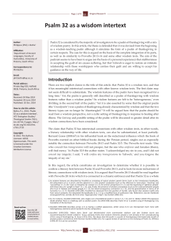 Psalm 32 as a wisdom intertext