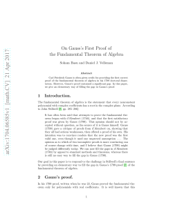 On Gauss`s first proof of the fundamental theorem of algebra