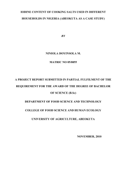 iodine content of cooking salts used in different households