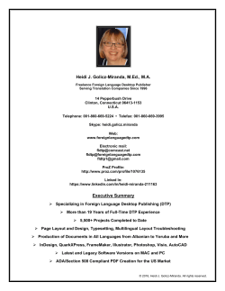 Heidi J. Golicz-Miranda, M.Ed., MA Executive Summary
