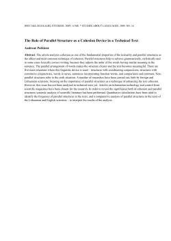 The Role of Parallel Structure as a Cohesion Device