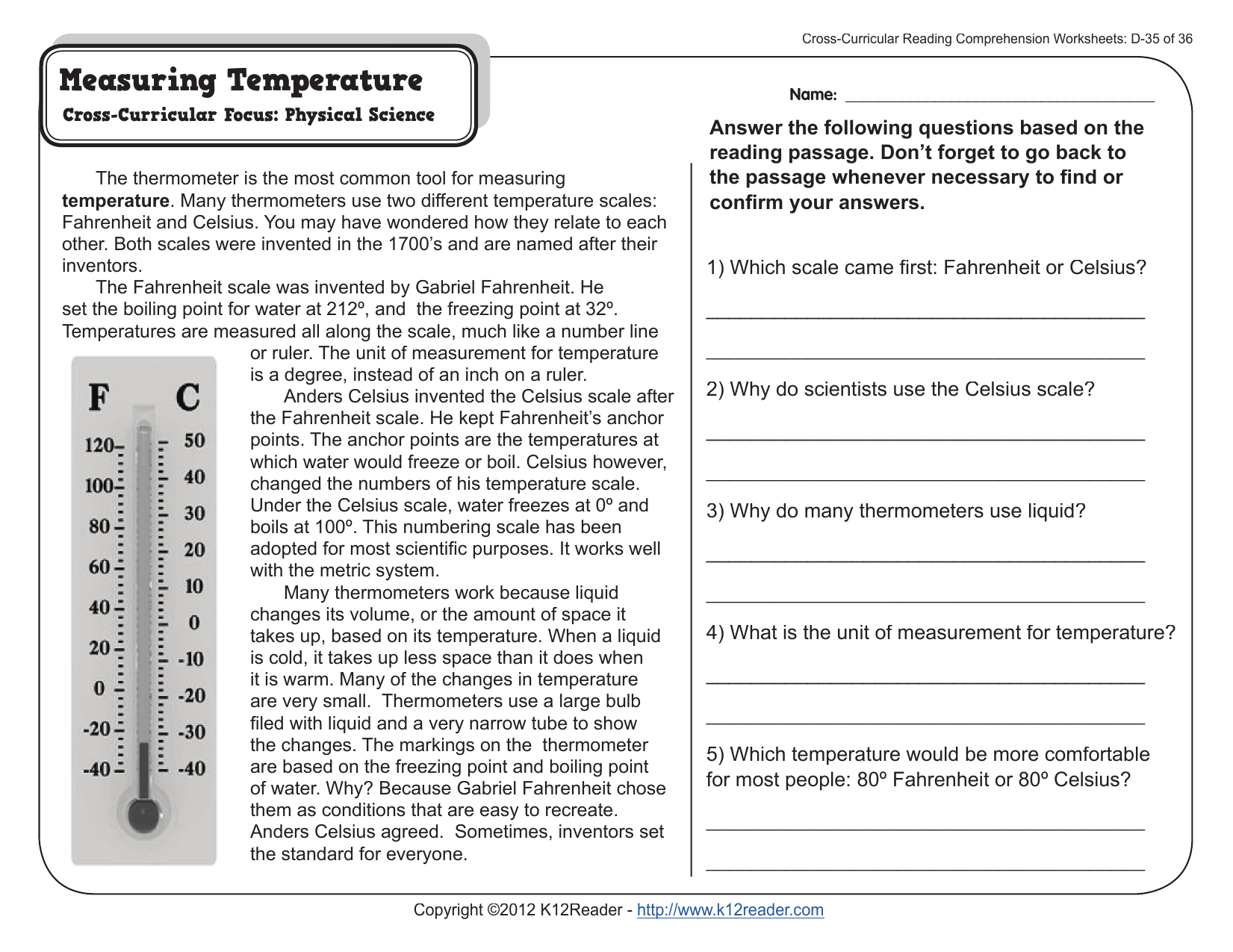 cross curricular reading comprehension worksheets