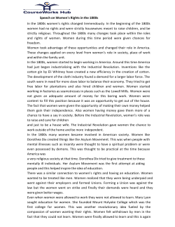 Speech on Women`s Rights in the 1800s In the 1800s women`s