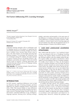 On Factors Influencing EFL Learning Strategies