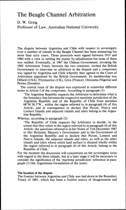 Greig, D W --- "The Beagle Channel Arbitration" [1977