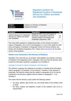 HIQA Guidance on Directory of Residents