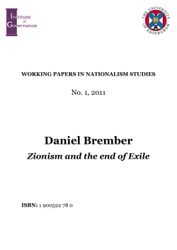 Zionism and the end of Exile - School of Social and Political Science