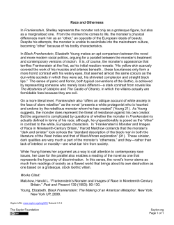 Race and Otherness In Frankenstein, Shelley represents the