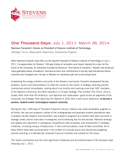 1000 Days Report - Stevens Institute of Technology