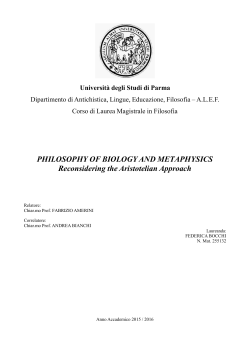 PHILOSOPHY OF BIOLOGY AND METAPHYSICS
