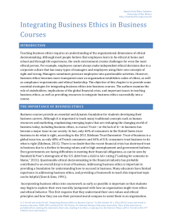 Integrating Business Ethics in Business Courses