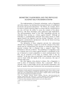 Biometric Passwords and the Privilege Against Self
