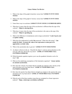 Linear Motion Test Review 1. What is the slope of the graph of