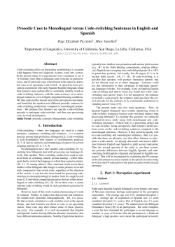Prosodic Cues to Monolingual versus Code