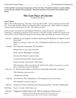 The Last Days of Lincoln - North Carolina Public Schools