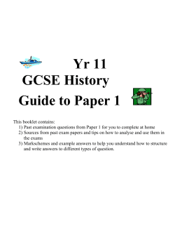 Yr 11 GCSE History Guide to Paper 1
