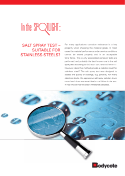 Salt Spray Test &ndash; Suitable for Stainless Steels?
