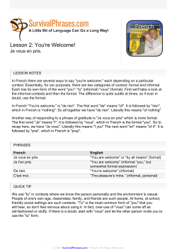 Lesson 2: You`re Welcome!