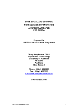 some social and economic consequences of migration