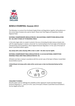 BOWLS STAMPING: Season 2013