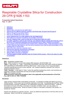 Respirable Crystalline Silica for Construction 29 CFR §1926.1153