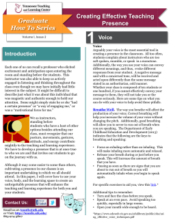 Creating Effective Teaching Presence Graduate How To Series