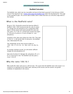 What is the Redfield ratio? Why the ratio 106:16:1