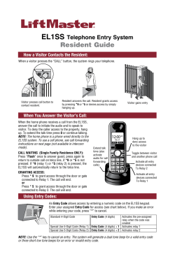 0138233 EL1SS Telephone Entry System Resident Guide