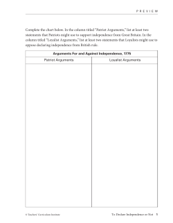 Complete the chart below. In the column titled &ldquo;Patriot Arguments