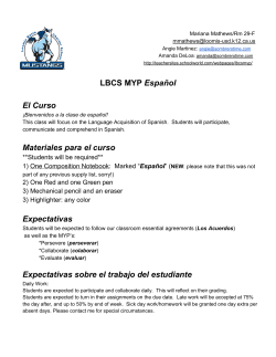LBCS MYP Espa&ntilde;ol El Curso Materiales para el curso Expectativas