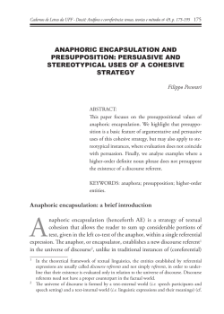 Anaphoric encapsulation and presupposition